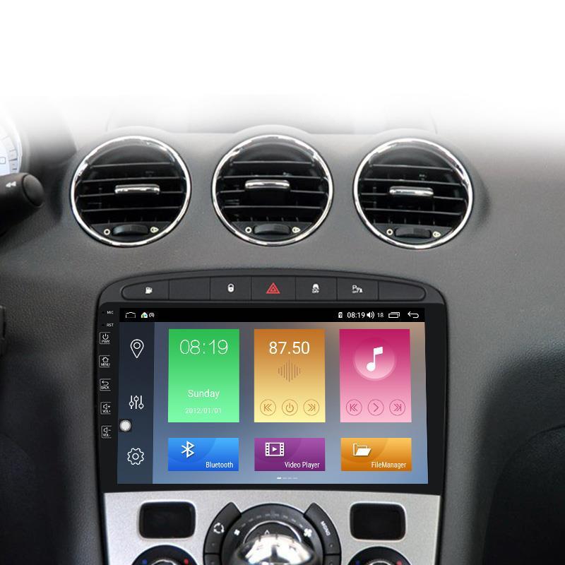 Autoradio GPS Android full tactile Bluetooth Peugeot 308, 408 et RCZ de  2007 à 2013 + caméra de recul