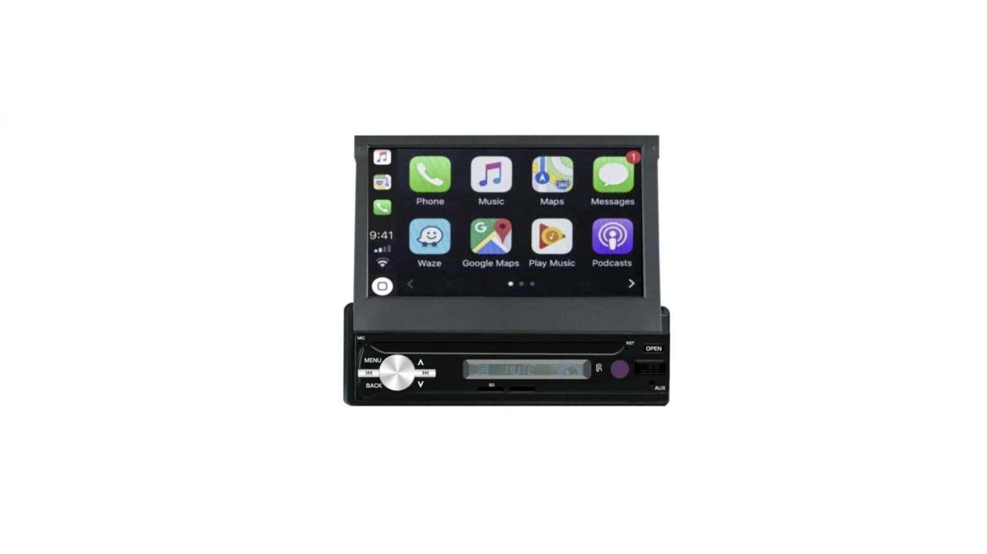 Autoradio - 1 DIN - Apple Carplay - Android Auto - Bluetooth - Usb - Caméra  de recul