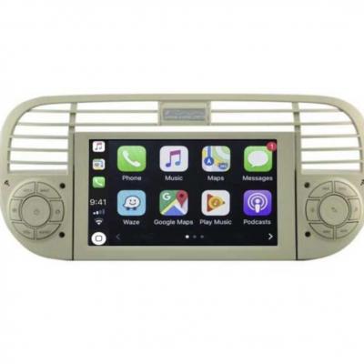 Autoradio GPS écran tactile avec boutons classique Bluetooth Android & Apple Carplay Fiat 500 2007 à 2015 + caméra de recul