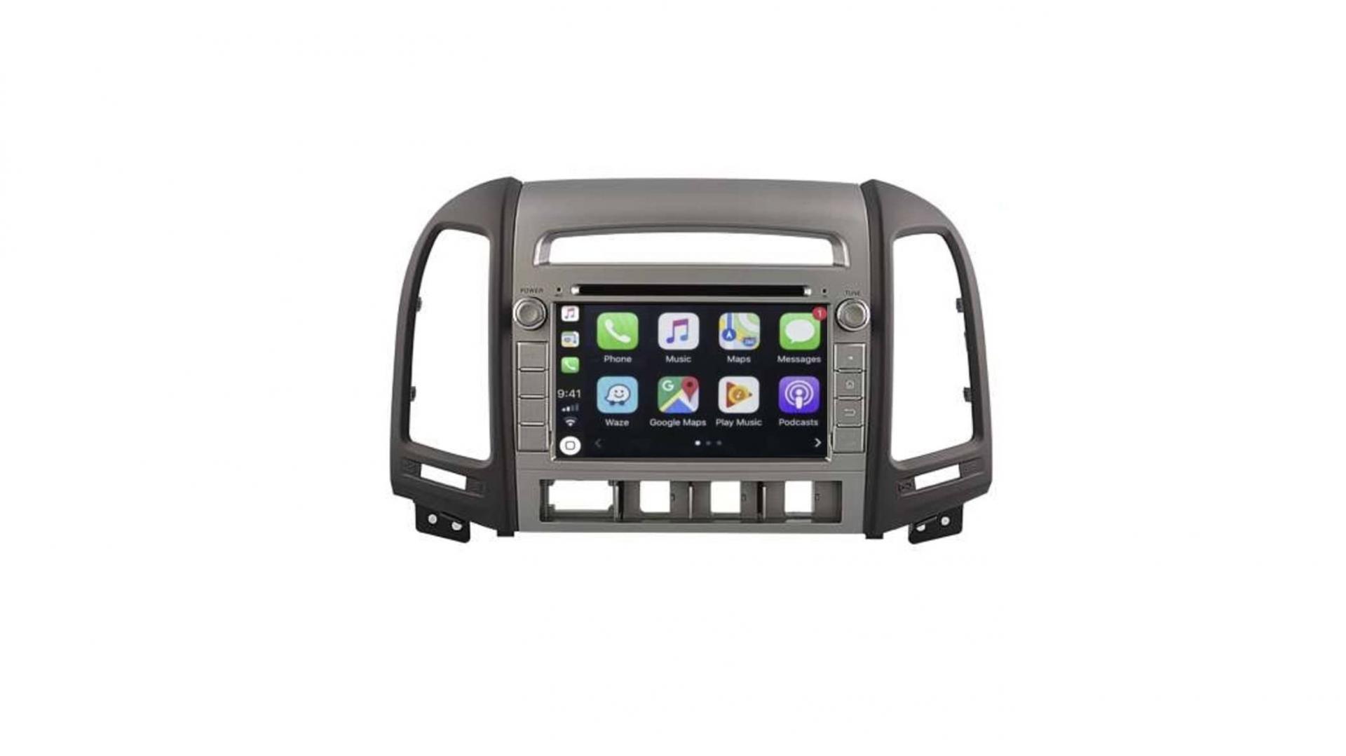 Autoradio tactile GPS Bluetooth Android & Apple Carplay Hyundai Santa Fe  I30 de 2006 à 2008 + caméra de recul