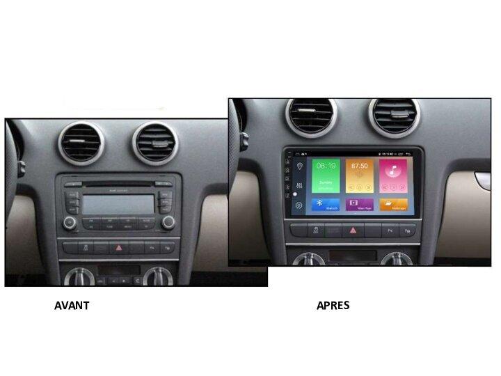 Autoradio gps bluetooth android audi a3 8p s3 rs3 camera de recul commande au volant carplay android auto pas cher wifi poste usb sd double 2 din tactile canbus mirror link www gps
