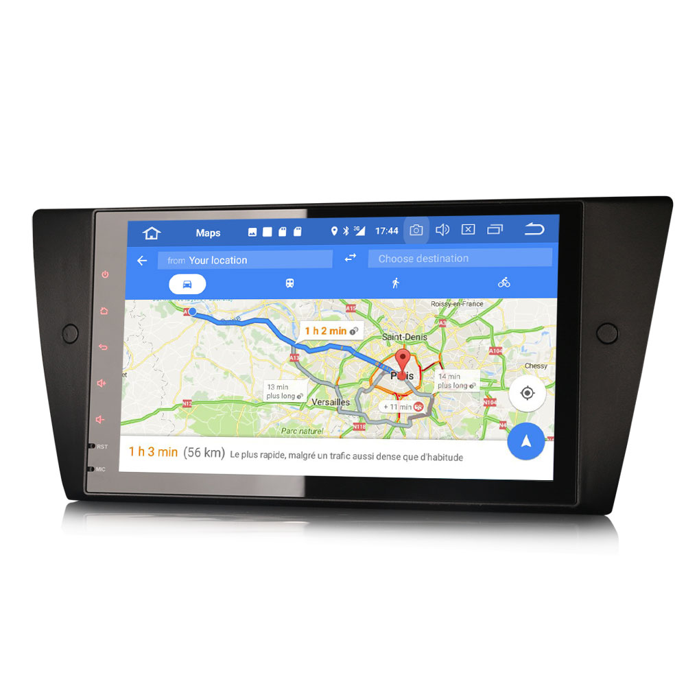 Autoradio gps bluetooth android bmw serie 3 e90 e91 e92 e93 2005 a 2012 clim auto manuel camera de recul commande au volant ipod tv dvbt 3g 4g pas cher wifi poste usb sd tnt double
