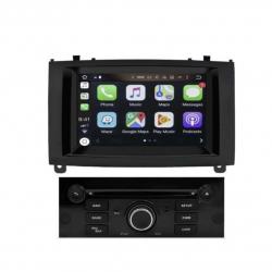 Autoradio noir tactile GPS Bluetooth Android & Apple Carplay Peugeot 407 de 2004 à 2010 + caméra de recul