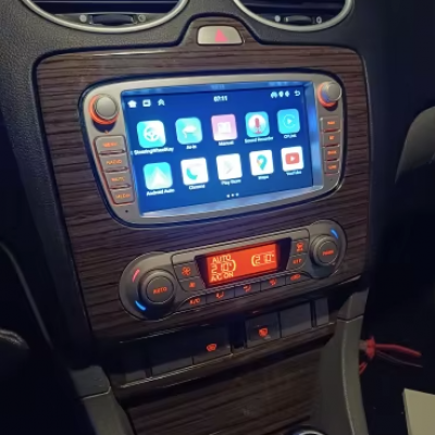 Autoradio gris GPS Ford Focus,Transit, C-Max, S-Max Galaxy et Mondeo tactile Bluetooth Android & Apple Carplay + caméra de recul